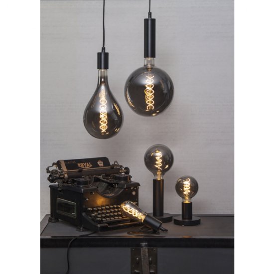 Textilkabel för E27 3,5m med brytare - med fina lampor