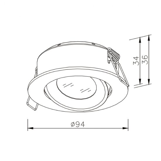 Designlight P-007B 6,8W LED spotlight svart skiss - SPOTiLED.SE