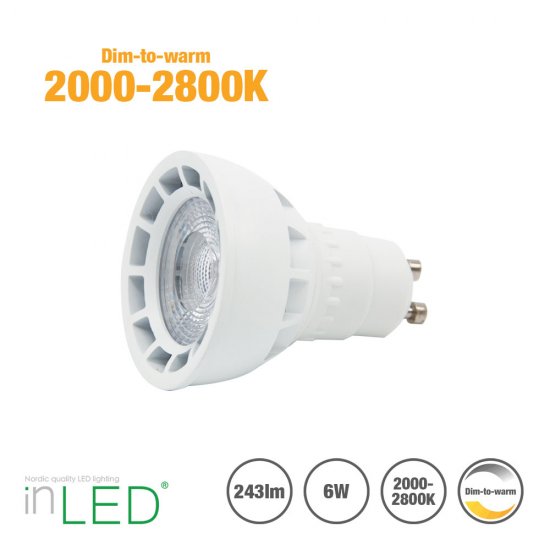inLED GU10 6W CCT dimbar LED spotlight 2000K-2800K dim-to-warm GU10-6WCCT2018