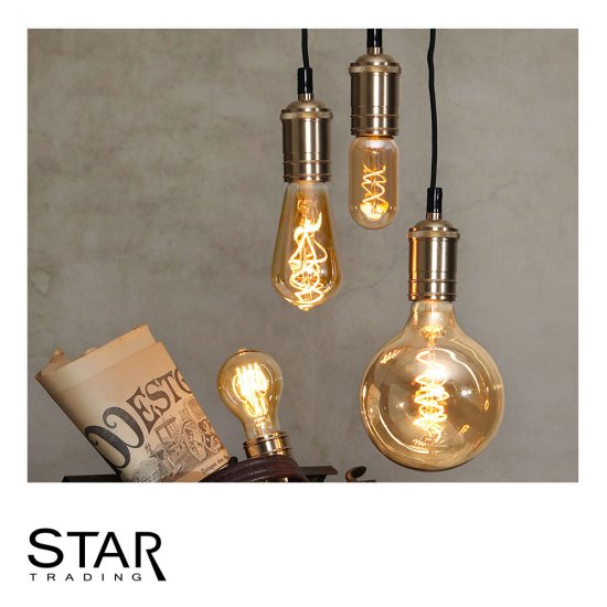 3,5W LED-lampa E27 G125 Amber Spiral Filament Ø12,5cm