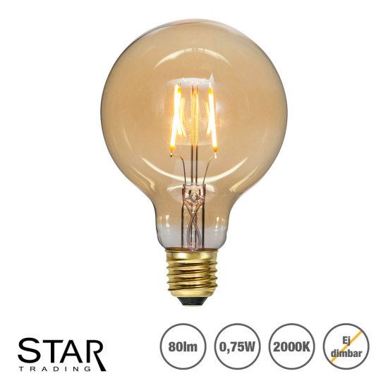 0,75W 2000K LED lampa för dekoration 9,5cm - Soft Glow - amber - ej dimbar