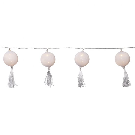 LED batterislinga Tassel Light vit 728-66 frilagd