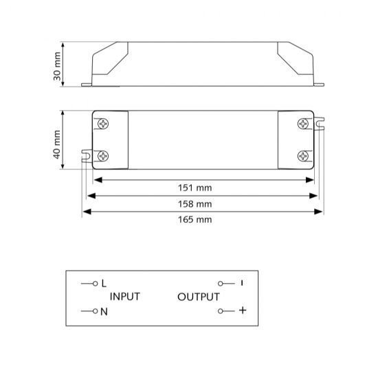 LED transformator 12V DC 0-30W - skiss