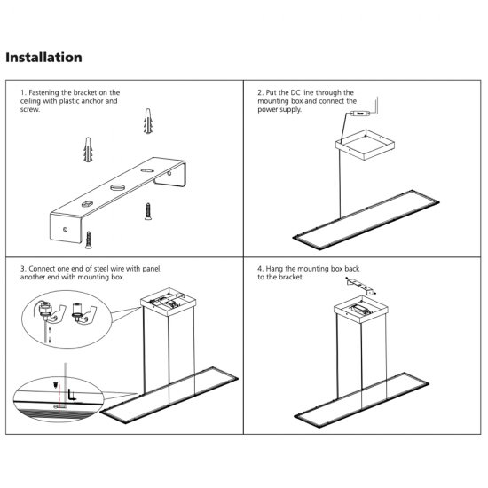 LED kontorsarmatur 120x30cm 45W 4000K pendlad upp/nedljus