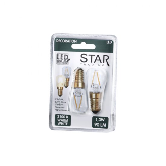 LED lampa E14 ST26 1,3W Soft Glow 2-pack - förpackning