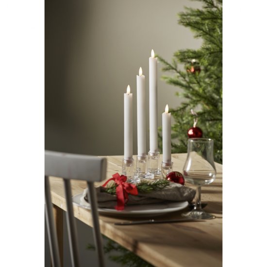 Naturtrogna LED ljus 16-28cm i paket om 4st i olika höjder Flamme från Star Trading