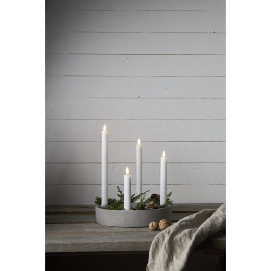 Flamme LED-antikljus i vax med timer 4st - 16-28cm