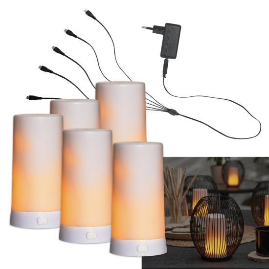 LED ljus Diner Startkit - uppladdningsbara flammande blockljus