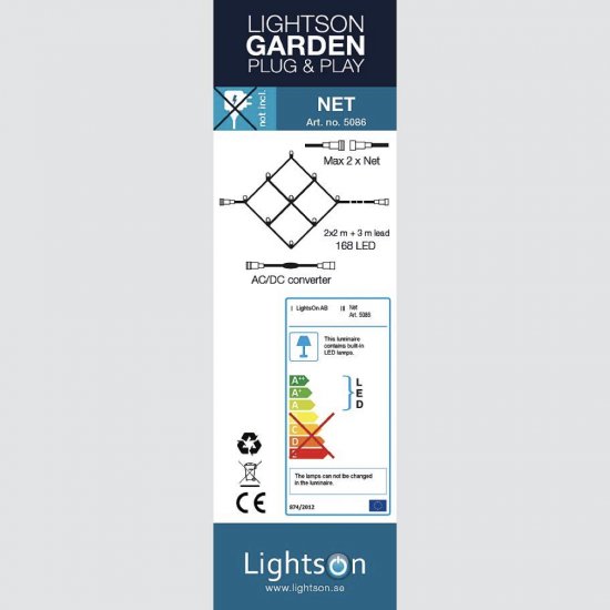 Ljusnät - Net 2x2m 6W LED - Baksidan