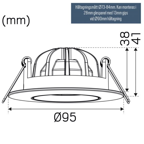 Hide a lite spotlight Comfort G3 Tilt Vit måttskiss