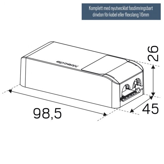 Hidealite Comfort G3 Tilt borstat stål måttskiss drivdon