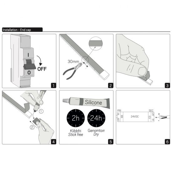 LEDstrip 24V Line IP67 4000K installation 1