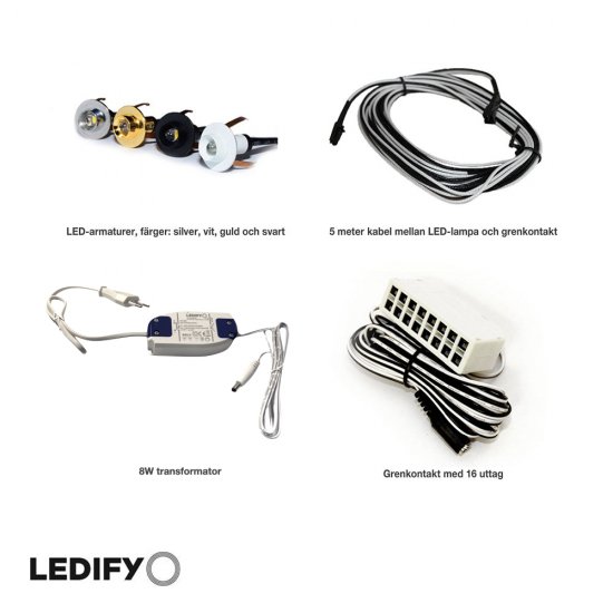 Bastuspotlights LED 12-pack 12x0,3W vad som ingår i paketet