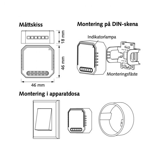 Smart home on/off modul bluetooth, mått