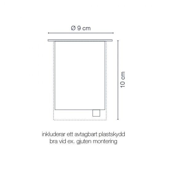 Castor markspotlight med 15W LED - mått
