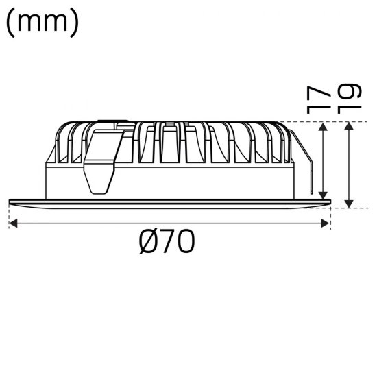 Minidownlight 1202 12V Vit 4,7W måttskiss Hidealite