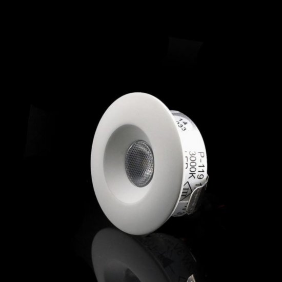 Mini LED spotlight 1,2W vit Designlight Q-119MW svart bakgrund