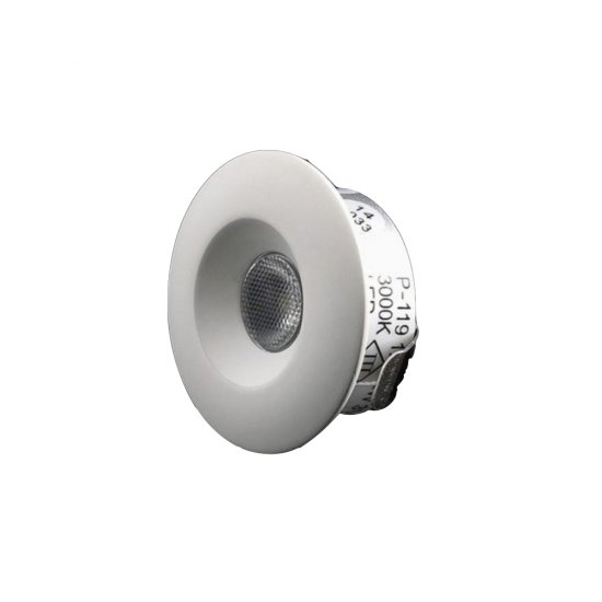 Mini LED spotlight 1,2W vit Designlight Q-119MW snett framifrån 2