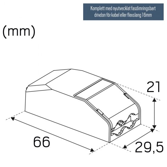 Hide-a-lite Optic deep XS 4W vit Måttskiss drivdon