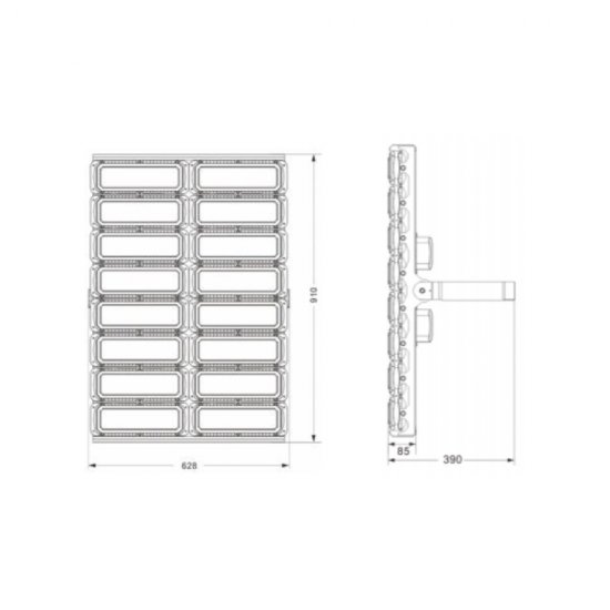 LED strålkastare Designlight DB-767 1200W måttskiss