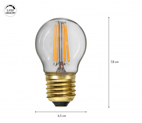 LED-lampa E27 4W Klot Soft Glow 3-step memory