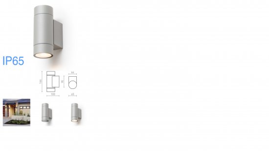 Väggarmatur Mizzi ll New rund upp/ned GU10 IP65 - silvergrå