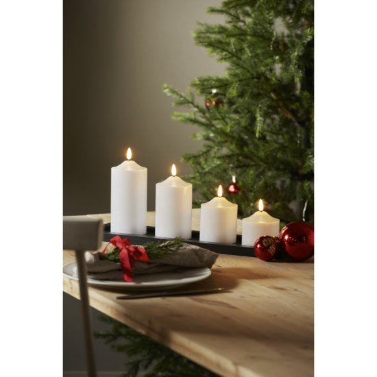 Paket med 4st Blockljus Flamme realistiskt LED-ljus med timer