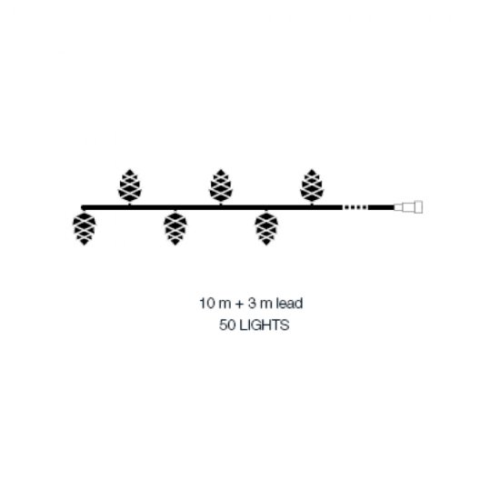 Pine 10m LED ljusslinga med kottar 6W - skiss