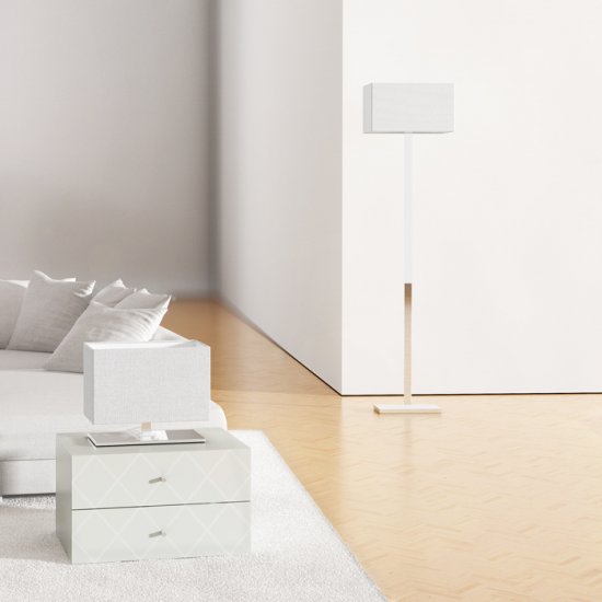 Plaza Golvlampa 160cm kromad med vit skärm