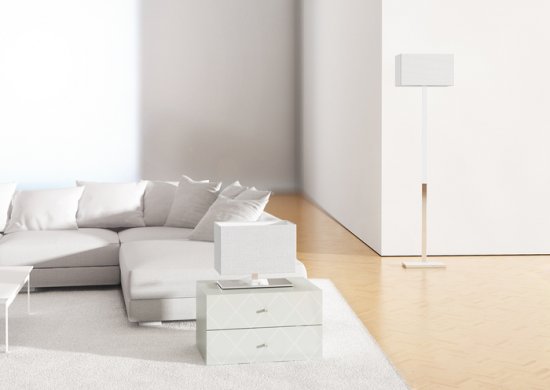 Plaza S Bordslampa 25cm kromad med vit skärm