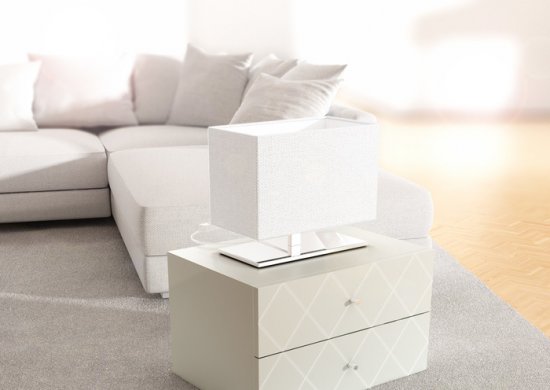 Plaza S Bordslampa 25cm kromad med vit skärm