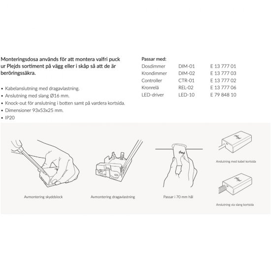 Plejd monteringsdosa MNT-02