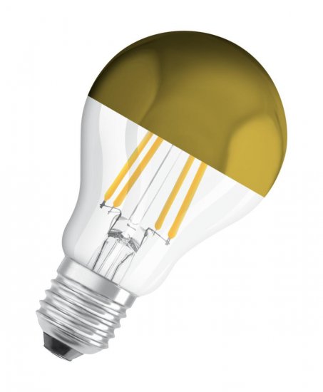 Toppförspeglad LED lampa i Guld med E27 sockel