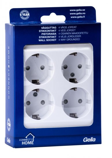 Vägguttag 4-vägs utanpåliggande