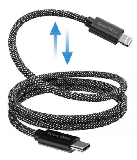 LADDKABEL SMARTLINE MAGNET USB-C TILL LIGHTNING SVART 1M