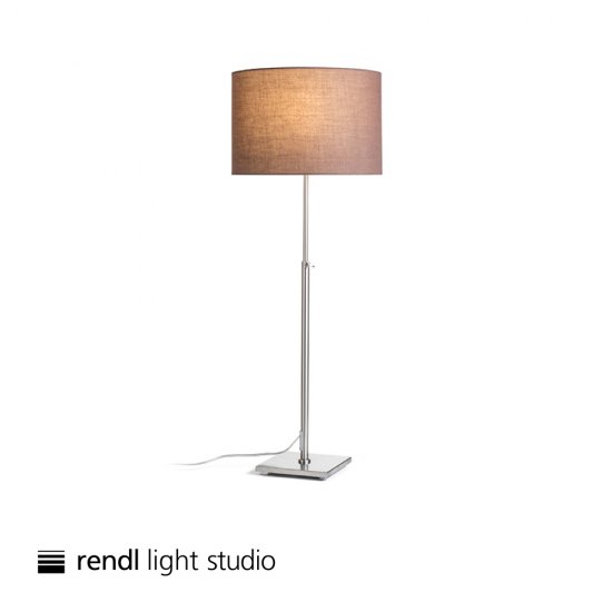 Edika Bordslampa i matt nickel med en brun rund tygskärm