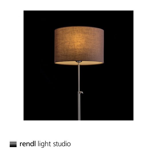 Edika Bordslampa i matt nickel med en brun rund tygskärm