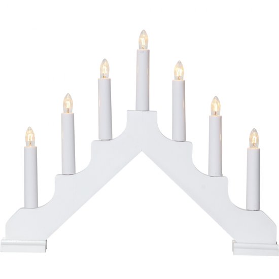 Ada klassisk sjuarmad träljusstake 30cm hög - vit