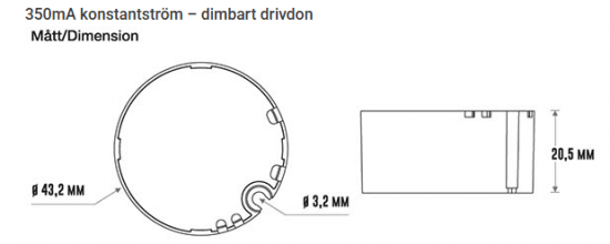 350mA drivdon dimbart 0,7-2,8W