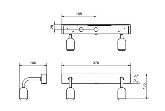 Regal vägglampa för 2st E27-ljuskällor - svart IP44