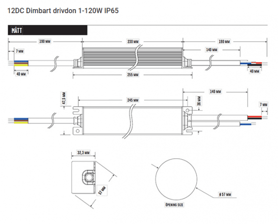 Dimbart drivdon 12VDC 120W
