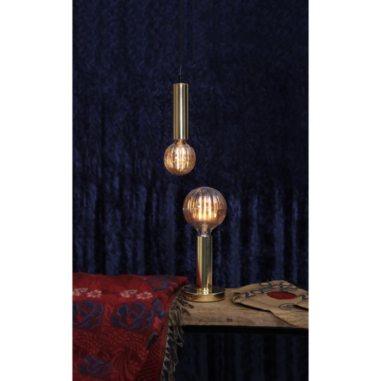 Textilkabel glans med mässing E27-sockel