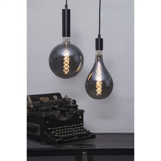 Textilkabel glans med svart E27-sockel