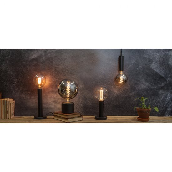 Textilkabel glans med svart E27-sockel