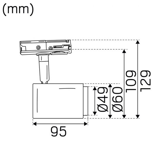 Focus Track Micro 1-fas 36° Svart 10W LED mått