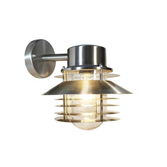 Stig Down E27 fasadlampa i borstad stål - llitt