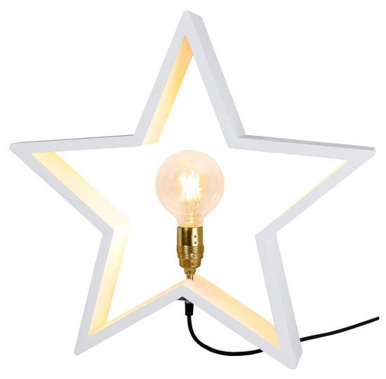 Lysekil trästrjärna för bord i vitt med lampa