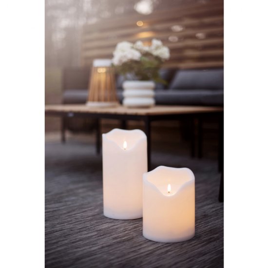 Stora blockljus Flamme Grand, 2 storlekar med timer