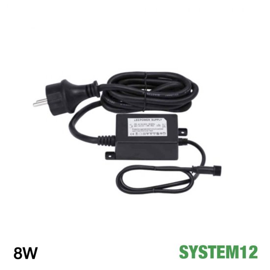 Transformator 12V 8W till trädgårdsbelysning