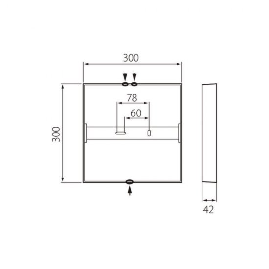 Takplafond Airam Kubo II vit 21W LED 3000K Dimbar - måttskiss